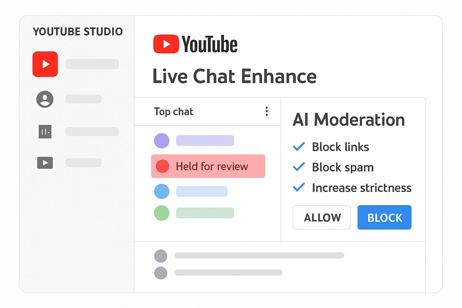 YouTube AI chat moderation system