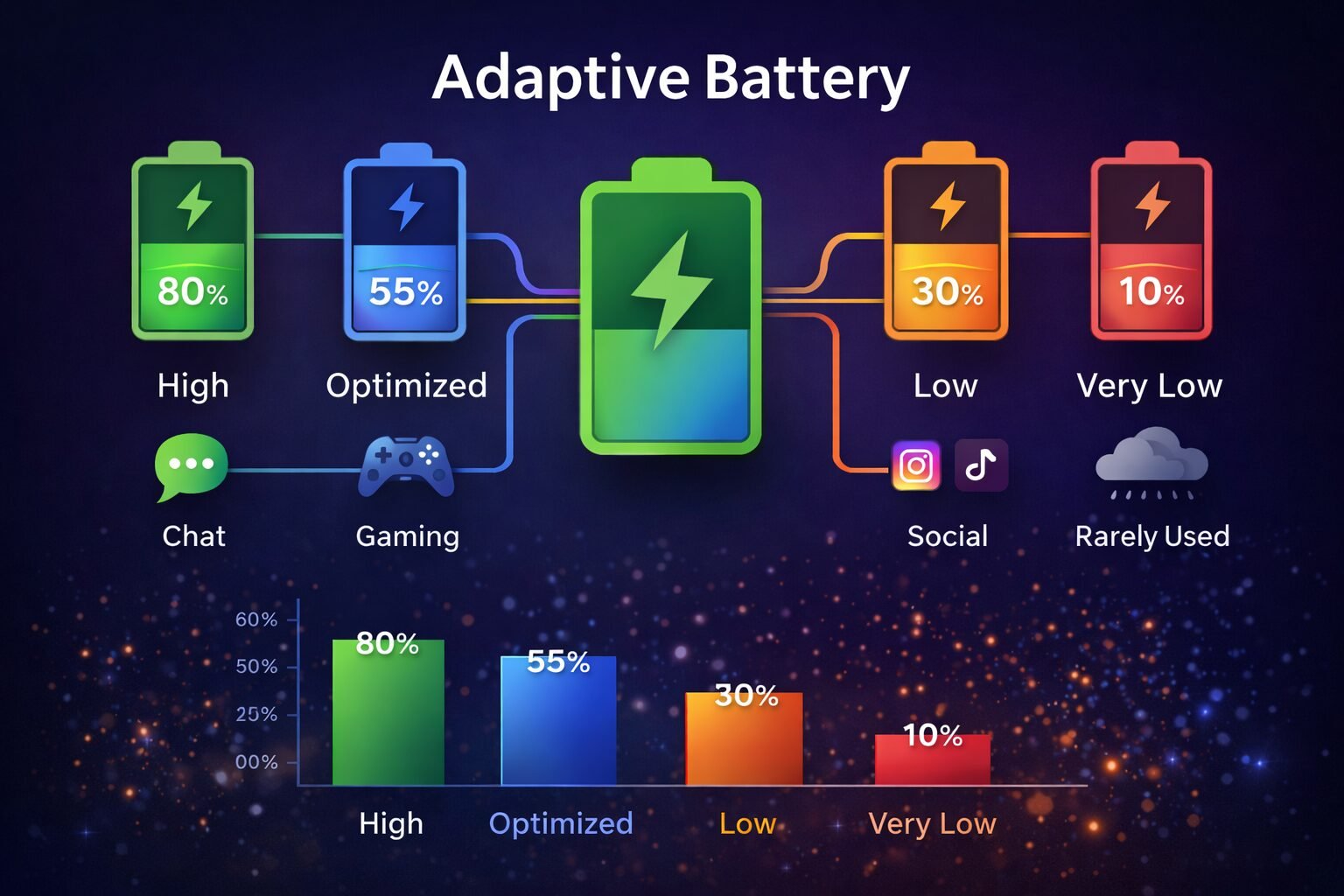 AI battery optimization graph smartphone