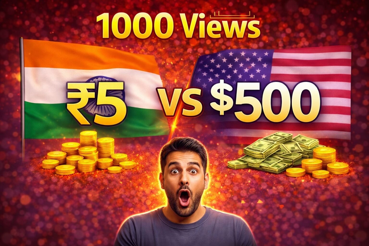 YouTube Income Calculator 2026 – 1000 Views income India vs USA
