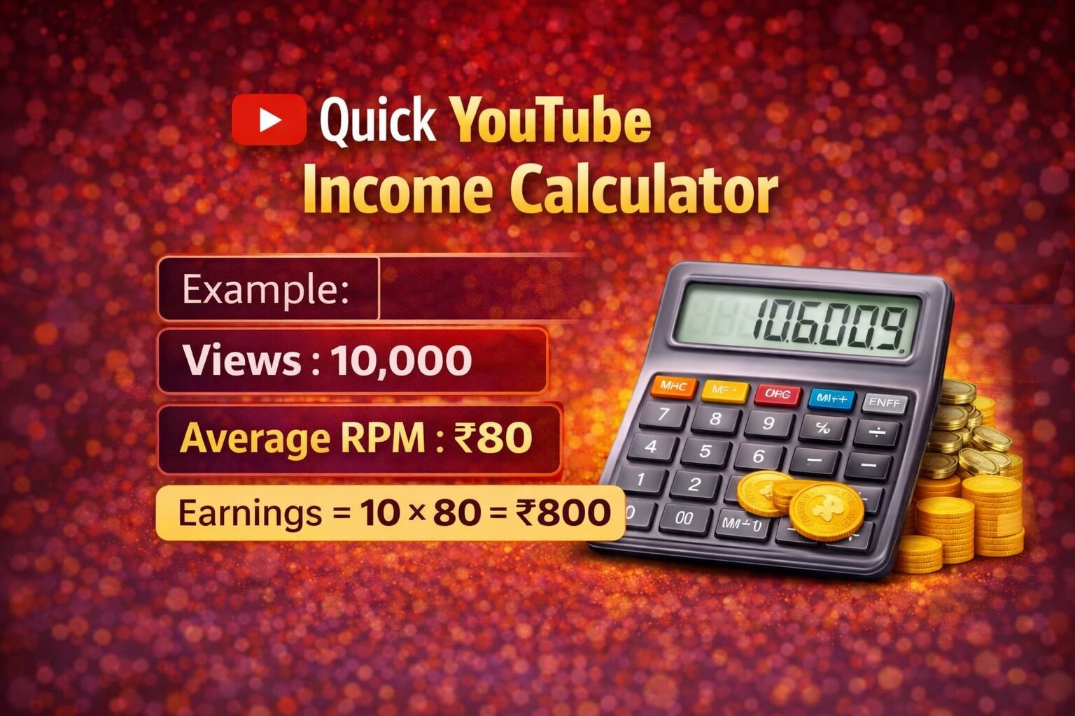 YouTube income calculator formula example