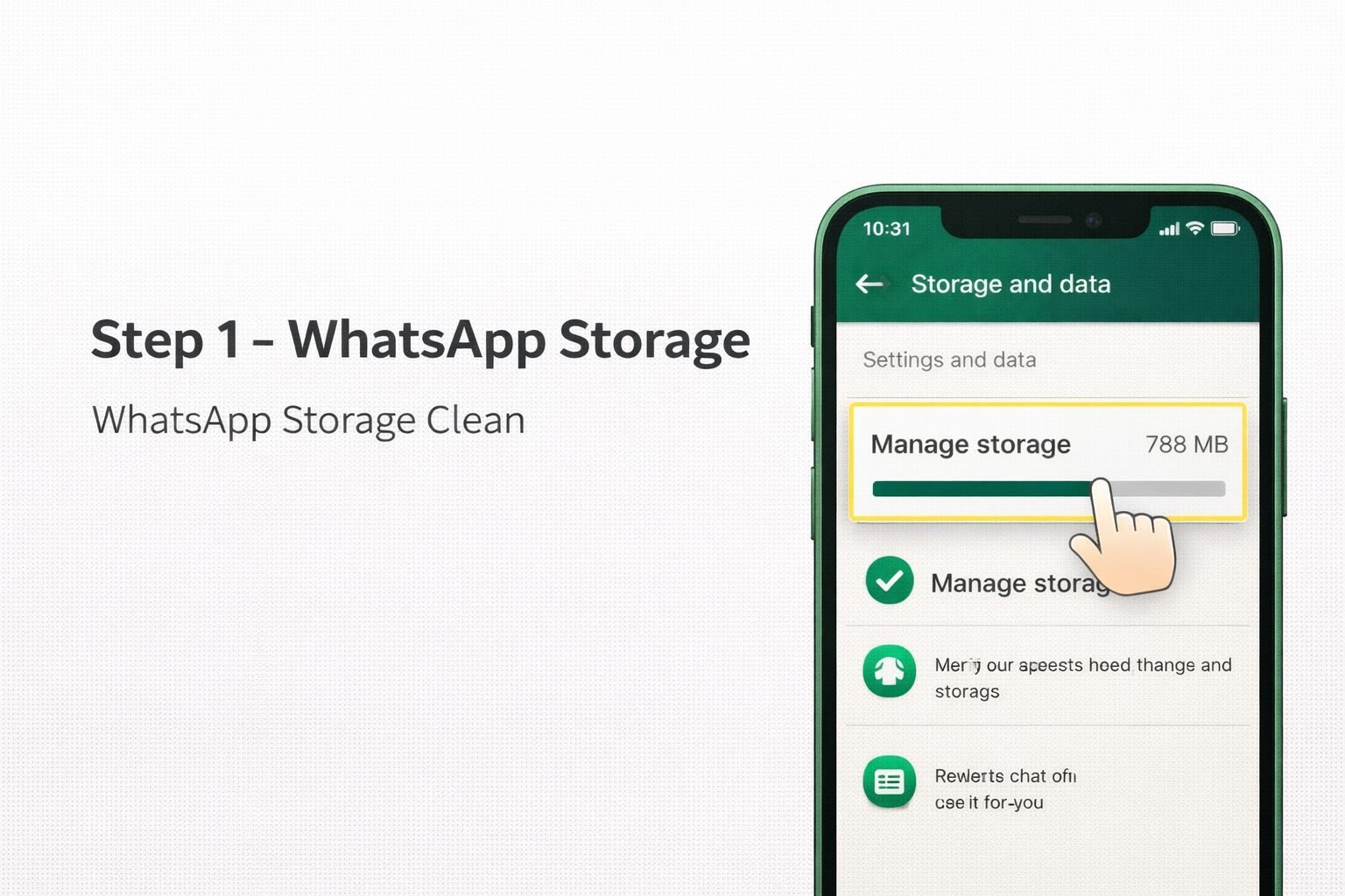 whatsapp manage storage delete large files