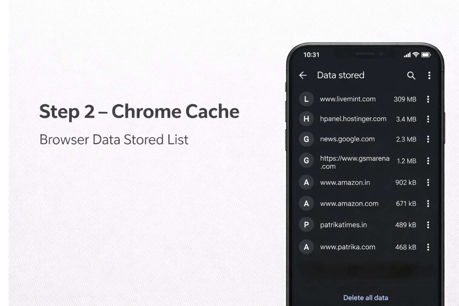 chrome data stored clear android