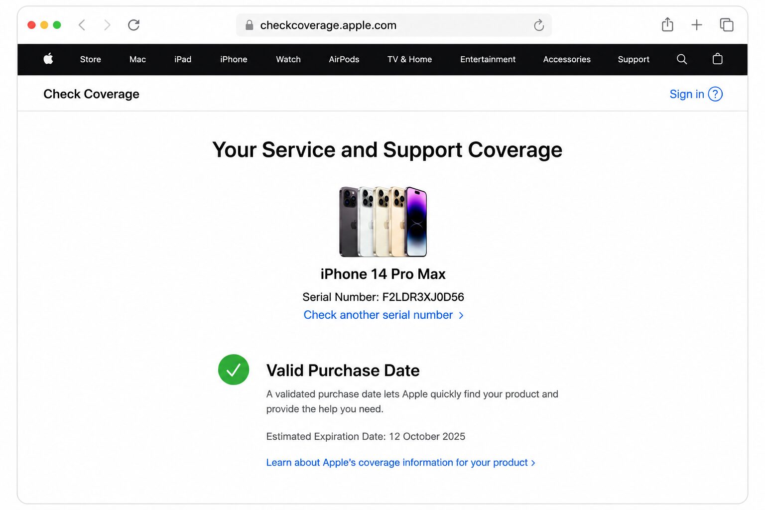 Apple Check Coverage Screen