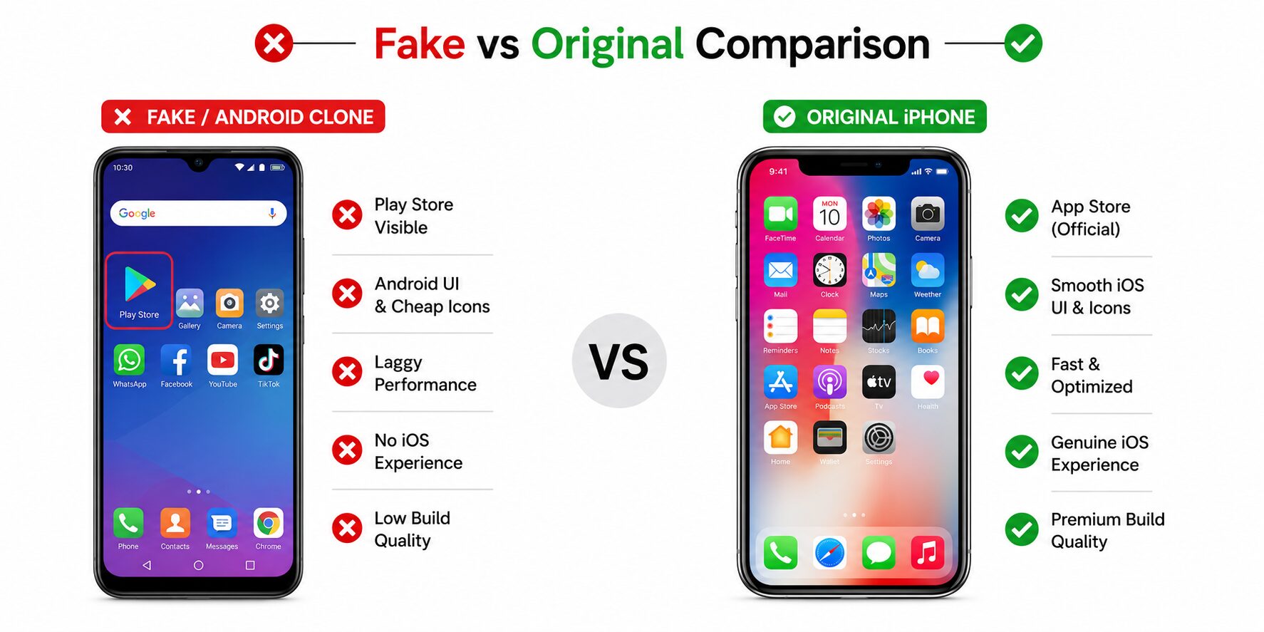 Fake Android Clone vs Original iPhone