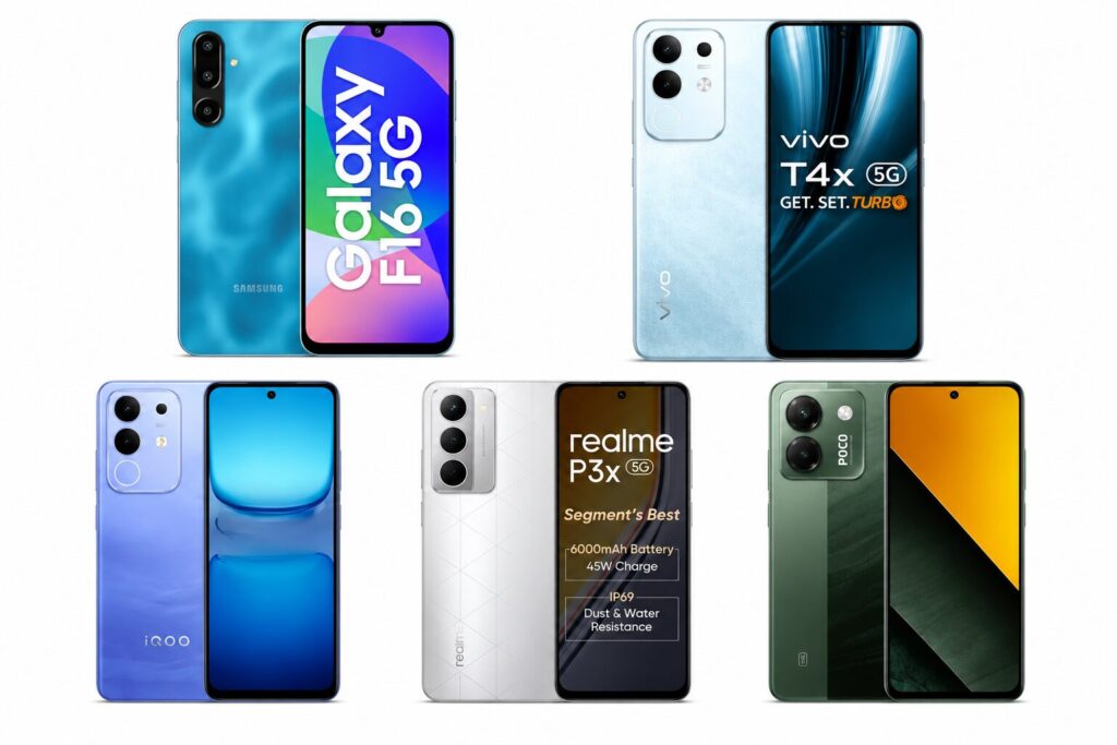Best battery phones under 15000 featuring Samsung Galaxy F16 5G Vivo T4x iQOO smartphone Realme P3x 5G and Poco smartphone with long battery life